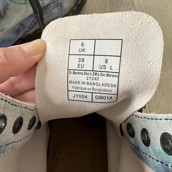 Dr Martens Pascal Tie Dye Blue Leather Boots Colorful Comfy 27242 - Picture 7 of 10